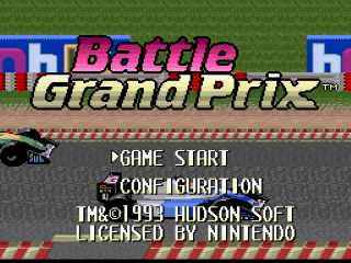 Battle Grand Prix title screen for Super Nintendo